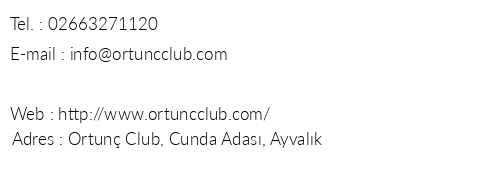 Ortun Club telefon numaralar, faks, e-mail, posta adresi ve iletiim bilgileri